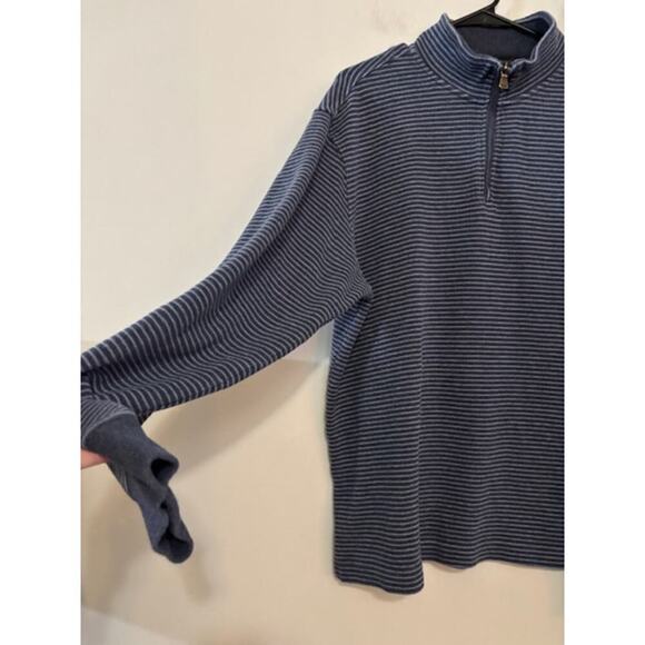 Rodd & Gunn Pullover Knit Sweater Mens XL Blue Striped Long Sleeve 1/4 Zip - Picture 7 of 9